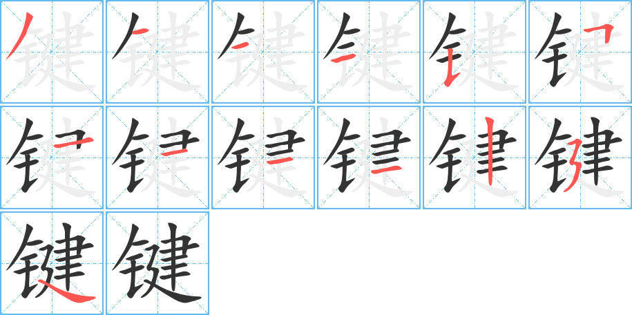 键字笔画写法