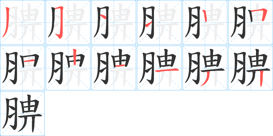 腗字笔画写法