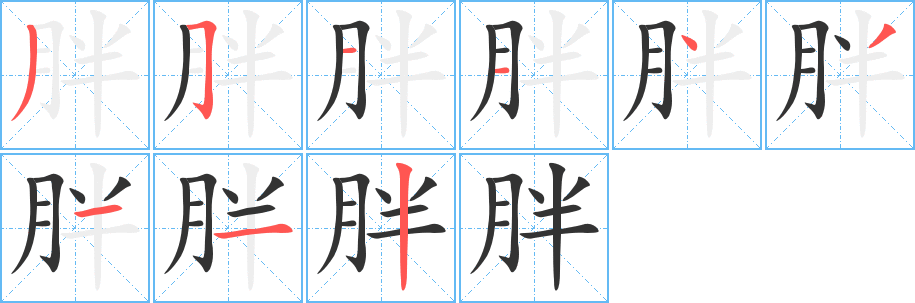 胖字笔画写法